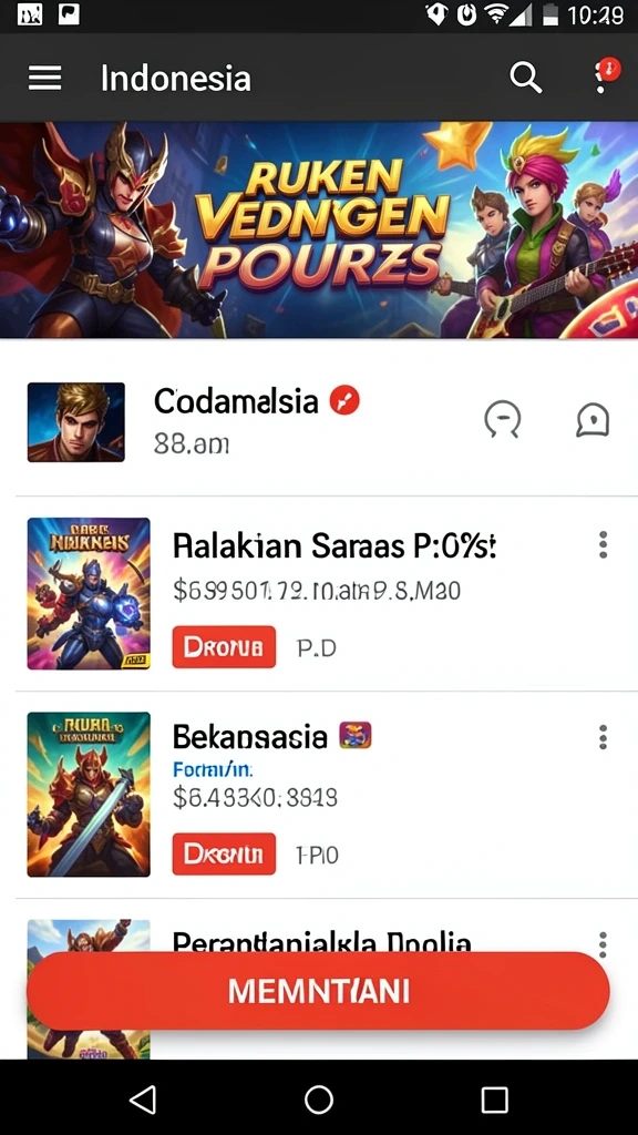Tampilan menu utama yang menarik dan interaktif.