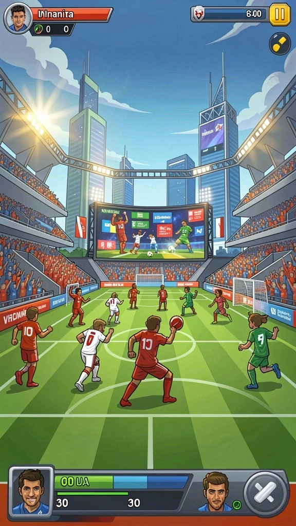 Tampak pertarungan epik di tengah arena.